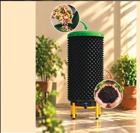 Orbin composting bin transforming organic waste into nutrient-rich compost