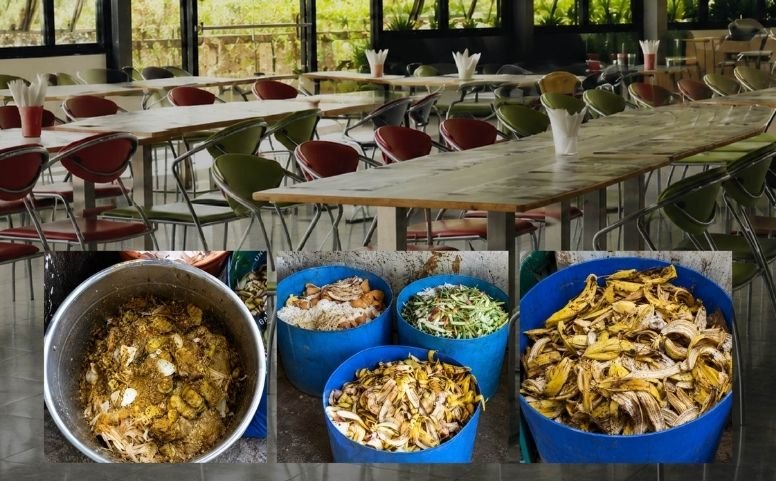 How does composting of canteen food waste reduce GHG emissions?